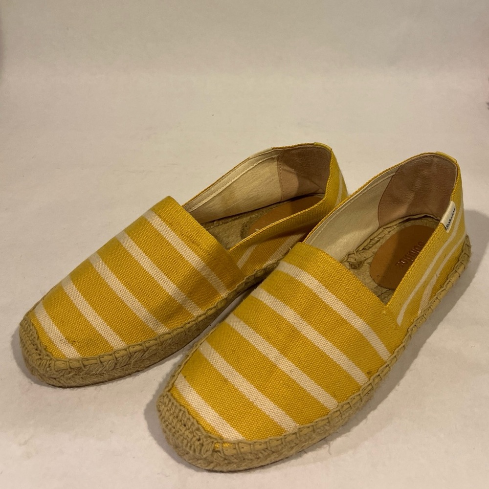 Soludos The Original Espadrille Yellow Ivory Striped Size 8